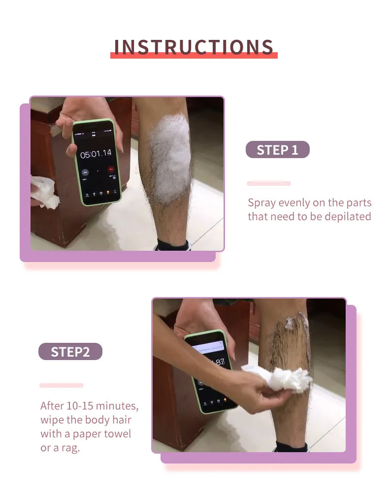 Spray épilatoires Anti-Poils – Efficace en 5 Minutes chrono