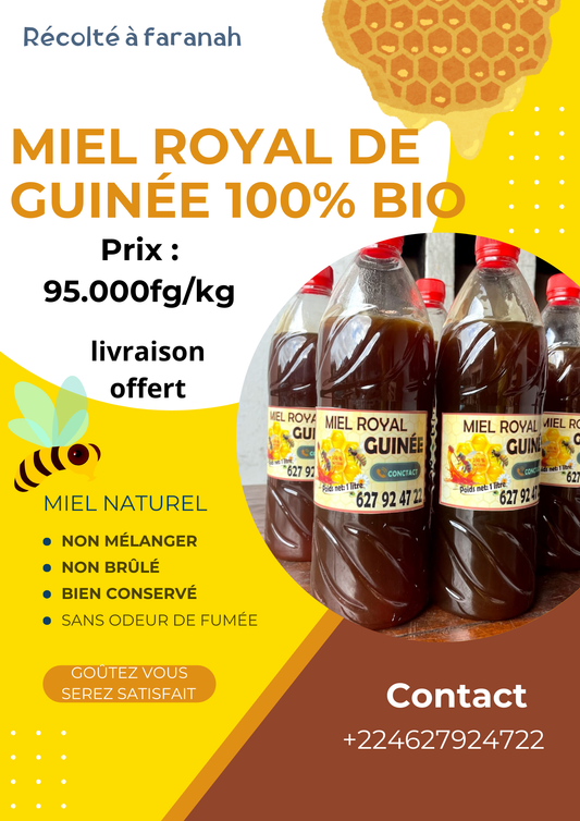 MIEL 🍯 ROYAL DE GUINÉE - 100% PUR ET NATUREL ( Santé, Vitalité et Douceur Authentique, Sans additif  )
